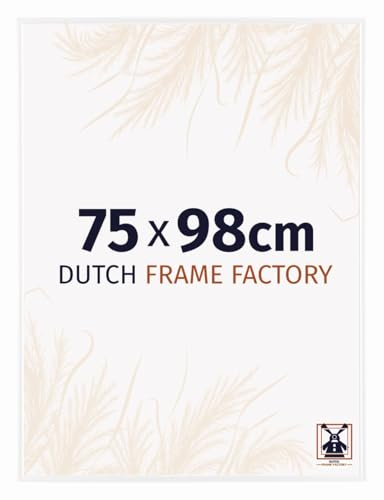 Dutch Frame Factory - Bilderrahmen 75x98 cm Weiß Hochglanz - Kunststoff | Antireflex-Acrylglas aus Kunststoff, Wandmontage, Geeignet für Fotos, Poster und Puzzles, Easy, Made in Holland