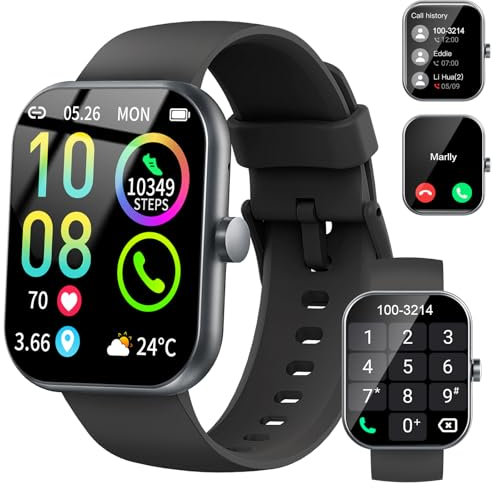 Smart Watch for Men Women, 1.96 Smartwatch Answer/Make Calls, Fitness Watch with Heart Rate Sleep Monitor Step Counter Watch, 113+ Sports Modes, IP68 Waterproof Activity Tracker for Android iOS Black