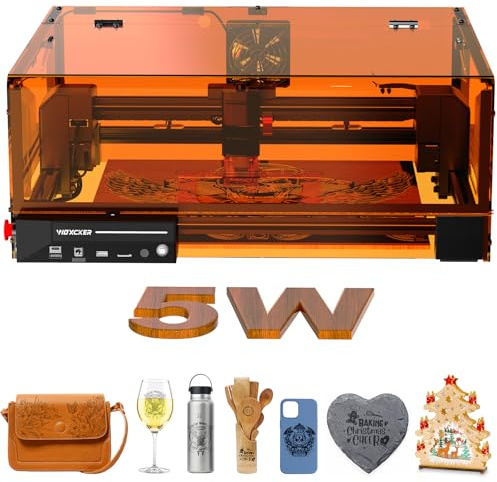 Laser Engraver, L2 MAX 5W Laser Engraving Machine with 0.01mm High Precision 300x300mm Bed Size, Laser Cutter and Engraver Machine for Wood Coated Metal Glass Leather (Class 1 & Output 5000mW)