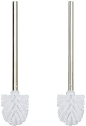 4 x Toilettenbürsten, WC-Bürsten, Ersatz, abnehmbare Bürstenköpfe, Klobürsten Edelstahl, HxD 35 x 8 cm, weiß | abnehmbarer Bürstenkopf, Klobürste Edelstahl, HxD 35 x 8 cm