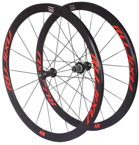 Landsvägscykelhjul 700C Raka Dragekrar Fälg 40mm V-broms Snabbkoppling Road Bike Hjulset 16H/21H 8 9 10 11 Hastighet(Black)