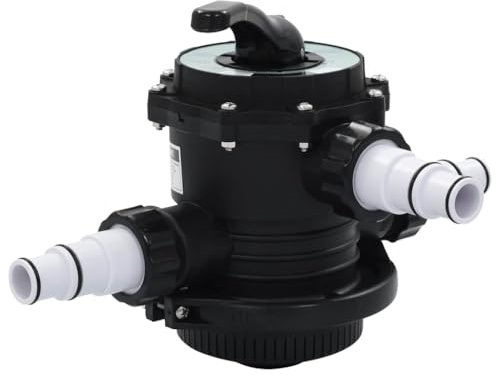 Ziaphsol Vanne multi-voies pour filtre à sable ABS 1,5 - Valve 6 voies - Raccords de tuyau de 38 mm pour fonctionnement du filtre de piscine avec levier - Avec 3 robinets - 3,5 bar maximum