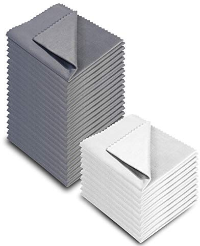 AAWipes Brillenreinigungstücher Mikrofaser-Reinigungstücher 30er Pack für Brillen, Linsen, Silberbesteck und andere empfindliche Oberflächen (15x18 cm, 10 Weiß + 20 Dunkelgrau
