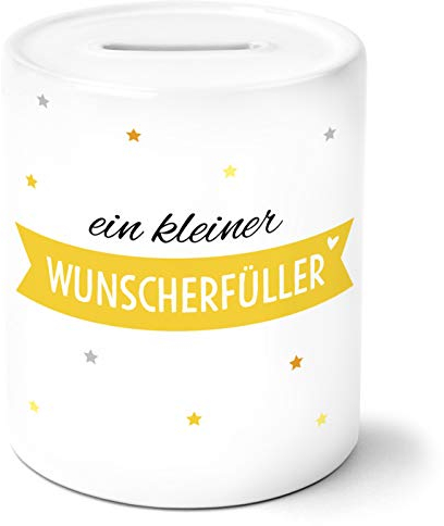 OWLBOOK® Hochzeitsgeschenke für Brautpaar Geld I Geldgeschenk Hochzeit I Geschenk Hochzeit Geldgeschenke zur Hochzeit I Geld schön verpacken Hochzeit I Spardose | Wünscheerfüller Gelb | Keramik