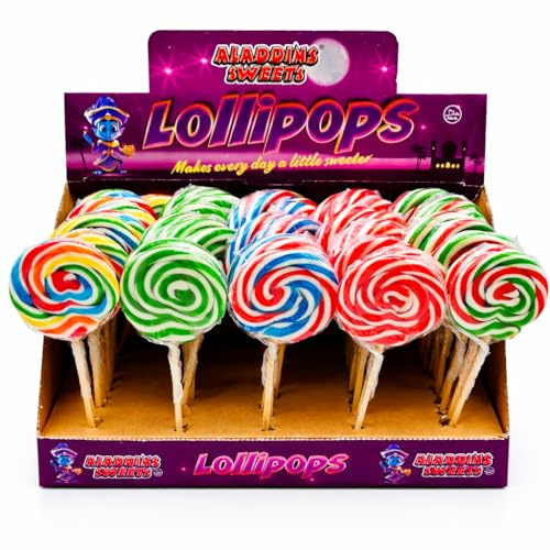 RONRON Lollipops 50 x 30g Round Rainbow Swirly Lollies. Cake Toppers, Kids Party Bags. Halal. Great Value. 30gram, Assorted | Cake Toppers, Kids Party Bags, Halal, Great Value, Assorted Colours