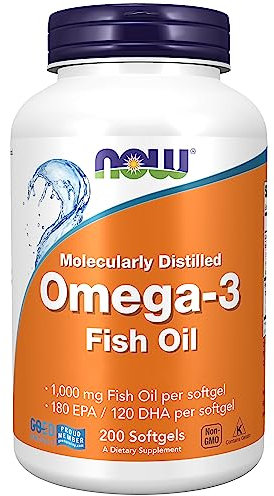Now Foods, Molecularly Distilled Omega-3 (Destilado Molecularmente), con EPA y DHA, Alta Dosis, 200 Cápsulas blandas, Probadas en Laboratorio, Sin Soja, Sin Gluten, No GMO