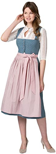 Stockerpoint Damen Dirndl Madeline I Größe 32-48 I Trachtkleid mit liebevollen Details & Elegant Dirndlschürze I Bequem & pflegeleicht I Perfekt für Trachten & Festlichkeiten, Azul Ahumado., 36