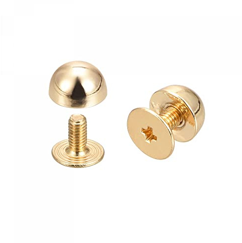 sourcing map 8x5mm Screw Back Rivets Solid Round Head Leather Studs Spike Gold Tone 10 Sets