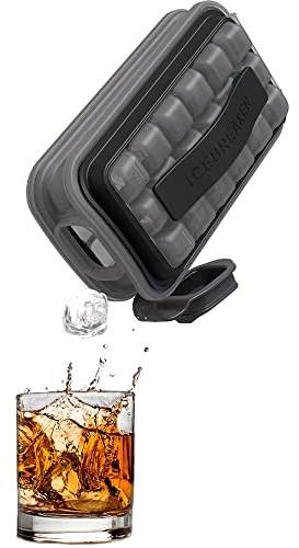 ICEBREAKER Black Pop – Die clevere luxuriöse Sanitär-Eisform für Whiskey und Cocktails – Silikon-Eiswürfelform mit Deckel für einfache Eisherstellung und Servieren –