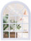 Miroir mural semi-circulaire | Miroir décoratif avec aspect fenêtre vintage style rétro | Cadre blanc 60 x 45 x 2,5 cm
