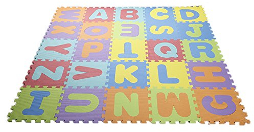 XUANYU 36 Teilige Puzzlematte für Kinder Spielmatte mit Buchstaben A-Z und Zahlen 0-9 Wasserdicht Krabbelmatte Bodenschutzmatte Dicke 0,9 cm (30×30 cm/Teilige)
