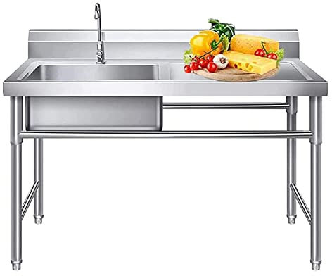 BEZAX Spülbecken,Rostfreie Edelstahl Spülbecken,Spülbecken Küche Edelstahl,Spülbecken Organizer,Camping Spülbecken,Spülbeckenregal,für Garage Restaurant Waschküche,Leftsink-1mm