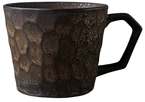 YlobdolY 350ml großer Keramik-Kaffeebecher mit Henkel, Neuheit Steingut Vintage Tee Tasse Espresso Tassen Tassen für Büro und Haus, einzigartiges Geschenk für Männer Frauen,Rustic