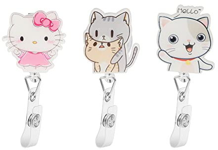 Cartoon Ausweishalter, HASLED 3 Stuck Ausziehbar, Ausziehbar 65 cm Kartenhalter, für Schulpersonal, Krankenpfleger, Sportveranstaltungen