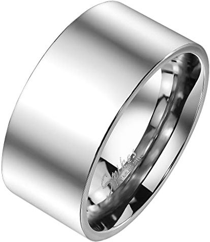 Mianova Herren Band Ring Edelstahl Bandring Herrenring Partnerring Biker Rocker Extra Breit hochglanz poliert Daumenring Silber Größe 67 (21.3)