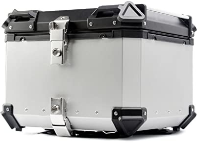 Wnanch Top Case Roller Koffer Aluminium Motorradkoffer Halterung 28L 36L 45L 55L 65L 80L 100L Heckkoffer Für Roller, Motorrad, Mofa & Quad(Silber,28L)