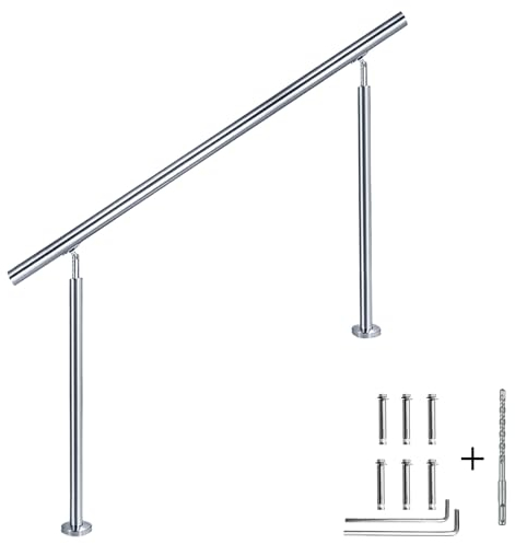 CAVATINY Edelstahl Handlauf Geländer für Treppen Brüstung Balkon mit ohne Querstreben - Innen und Außen Handlauf Geländer Treppengeländer Edelstahl Brüstung Balkon (160CM, ohne Querstreben)