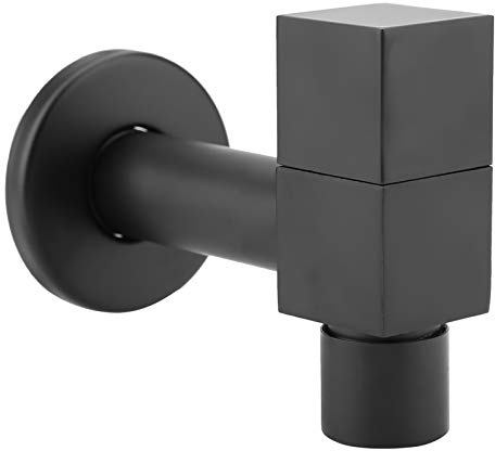 Mop Pool Wasserhähne, Schwarz Messing Quadrat Wandmontage Wasserhahn Wäsche Kaltwasserhahn für Badezimmer, Waschbecken, Balkon, Küche, Garten im Freien (Mop-Pool)