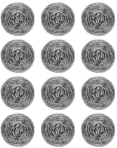 KTOJOY 12 Pcs Stainless Steel Wool Scrubber, Steel Wool Soap Pads, Steel Wool Scrubber forKitchens, Bathroom Cleaning Dishes Pans Pots Ovens Grills