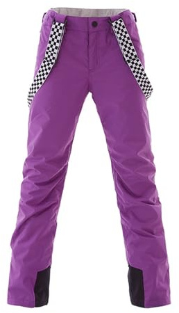 ALSOGO Pantalon de ski pour femme - Imperméable - Professionnel - Coupe-vent - Pantalon de pluie chaud - Pantalon de randonnée - Pantalon softshell avec bretelles amovibles - Combinaison et jupe