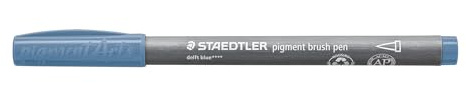 STAEDTLER brush pen pigment Arts, delfterblau, pigmentierte Premium-Zeichentusche, Pinselspitze für variable Linienbreite, wasserfest, schnelltrocknend, 10 brush pens im Kartonetui, 371-63