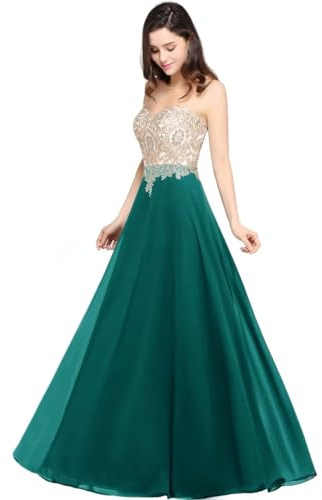 Misshow Robe Cocktail Femme Mariage Grande Taille avec Broderie Florale sans Manches Taille Empire Vert Foncé 42