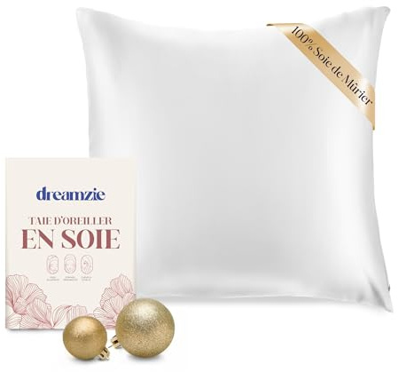 Dreamzie - Seidenkissenbezug 80x80cm - 100% Seide - Weiß | Oeko-Tex zertifiziert · mit Reißverschluss · Kissenbezug Seide · 100% Maulbeerseide · 19 Momme · für Haare & Haut