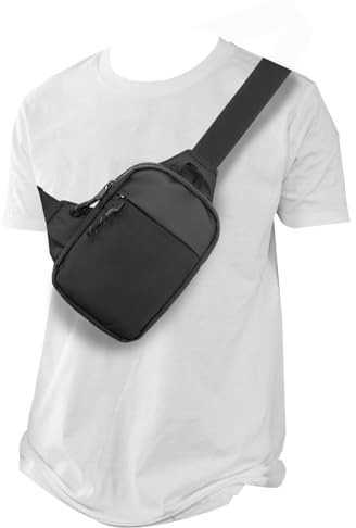 Chest Crossbody Bag, Waterproof Chest Sling Bag with Adjustable Strap for Outdoor Running Hiking Walking Jogging Shopping Climbing Cycling Camping (Black- XL)