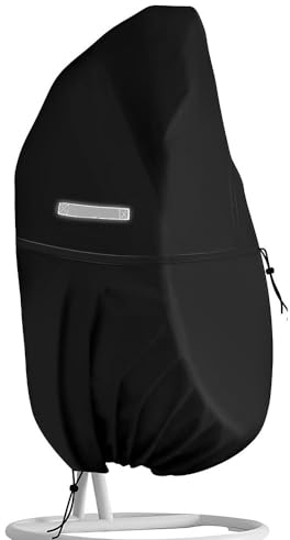 Fansu Funda para Silla Colgante, Negro Tela Oxford Funda Balancin Jardin Exterior, Funda para Columpio Jardin con Cordón, para Hanging Egg Chair Jardin Exterior Patio Balcon (Asiento Doble 200x230cm)