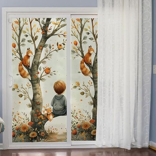 Milchglasfolie Grauer Junge Tier Fensterfolie Blickdicht Fenster Sichtschutzfolie Milchglasfolie Selbstklebend Fenster Milchglasfolie Fenster Sichtschutzfolie Fenster Folie für Fenster 60x116cm/3 Pcs