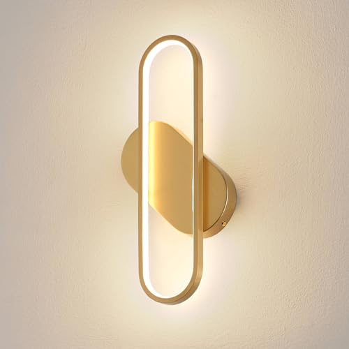 KOSILUM – Wandleuchte Gold Oval Design – Evelia – Licht warmweiß Beleuchtung Wohnzimmer Schlafzimmer Küche Flur – 1361 lm – integrierte LED – IP20