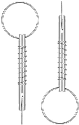 sourcing map Schnellspannstift, 2 Stück Durchmesser 5 mm, effektive Länge 40 mm, voller 316 Edelstahl Bimini-Oberstift mit Dropcam und Feder für Boot, Bimini-Deck-Scharnier (Silber)