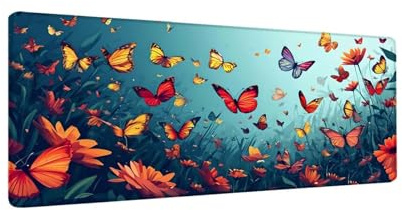 Tapis de Souris Papillon de Couleur 1500x800x3 mm Grand Tapis Souris XXL, Tapis de Souris Gamer Gaming Accessoire, Gaming Tapis de Souris, Haute précision et Vitesse, pour Tous Claviers Decor W-29