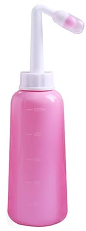 Bouteille Périnéale,Bouteille de soins post partum,Bidet portable avec bec coudé,Douche Perinée pour soulager la douleur post-partum Essentiels post-partum avec sac de rangement (Rose,500ML)