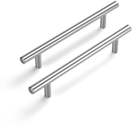 LONTAN 4 Kitchen Cupboard Handles 128mm T-Shaped Cupboard Door Handles for Drawer and Cabinet Stainless Steel Pulls Suitable for Bedroom, Living Room, Bathroom