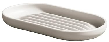 ReBorn Recycled Bathroom Soap Dish Tray Quick Dry Holder Made in UK - Stone | Deep air-flow ridges dry soap fast, easy to clean, fits any bathroom or kitchen sink, made from 100% recycled plastic