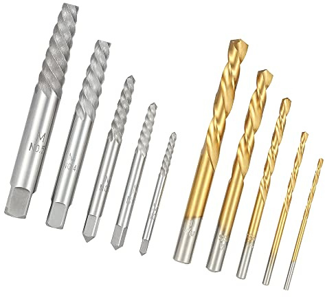 CHENTON 10pcs Left Hand Drill Bit Broken Bolt Damaged Screw Extractor Set with Metal Case