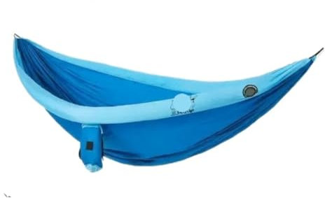 Tragbare Doppel-Hängematte für Outdoor-Camping, leicht und langlebig, Anti-Rollover-Schaukelbett mit Anti-Moskitonetz, perfekt für Reisen und Entspannung, Blau