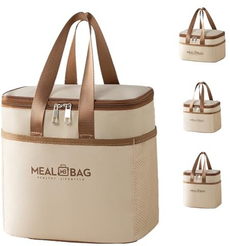 LaresDay Sac à dos isotherme pliable avec 2 compartiments | Sac isotherme réutilisable pour bureau, école, camping | Léger et imperméable | Tissu Oxford avec couche isolante en aluminium