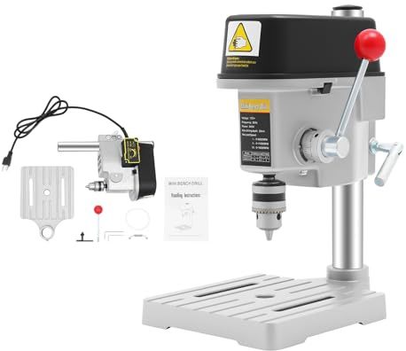Mini Benchtop Drill Press,Electric Bench Wood Drilling Machine Drill Press Table Adjustable 3 Speed for Wood, Metal Drilling DIY Jewelry Making 110V