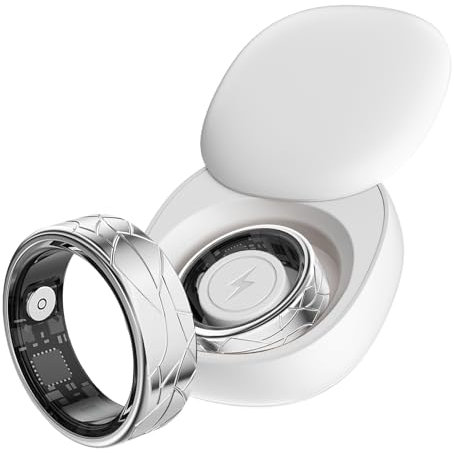 findtime Smart Ring Men Women Fitness Ring Pedometer Heart Rate Blood Oxygen Sleep Monitor Activity Trackers for Sports Time, Distance, Calories Compatible with Android iOS (Silver, #10-19.9mm)