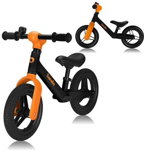 lionelo Toni Bicicleta Sin Pedales para Niños de 18 Meses a 30 kg, Ruedas de Goma PU de 25 cm, Reposapiés Cesta Sillín y Manillar Ajustables, Empuñadura Antideslizante, Peso Ligero 2,3 kg, Timbre