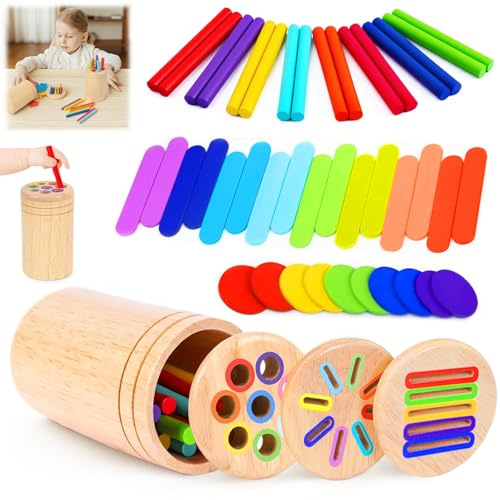 Gicctyble Giochi Montessori 1 2 3 Anni, 3 in 1 Giochi Legno Bambini Montessori Educativi 2 3 4 Anni, Sensoriale Bambini Regalo Bambina Bimbo 2 3 Anni