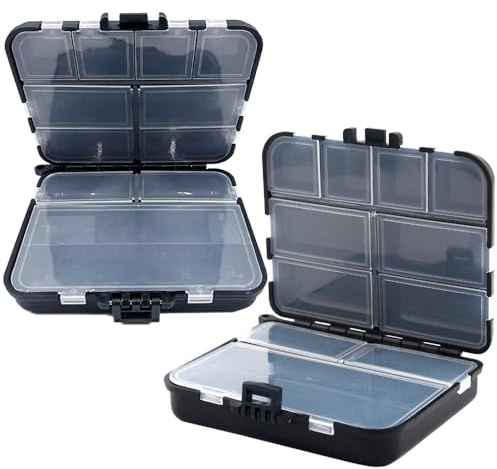 2 Kit Scatole Per Attrezzatura Da Pesca, Contenitore In Plastica Per Esche Da Pesca Con 12 Scomparti Singoli Regolabili