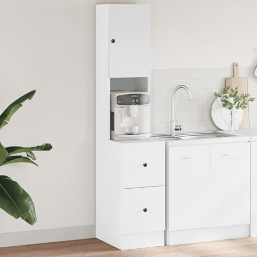 Qnhdfrt Armoire de cuisine haute blanche en bois 35 x 50 x 180 cm avec portes et tiroirs pour un rangement pratique dans la cuisine, la maison et le commerce