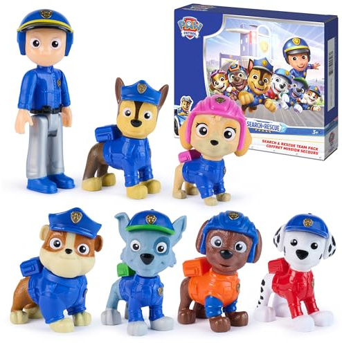 Paw Patrol Search & Rescue Team Pack with 7 Collectible Figures | 7 Articulated Collectible Action Figures, Ryder & 6 Hero Pups, Authentic Uniform Details, Kids Toys for Boys & Girls Ages 3+