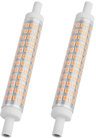 AIMEOKO R7S LED 118mm Dimmbar 10W 1200 Lumens 80 Watt Halogenstäbe Ersatz für Landschaft, Arbeit, Sicherheit, Bodenlampen, 2 Stück (Dimmbar 10W 3000K Warmweiß)