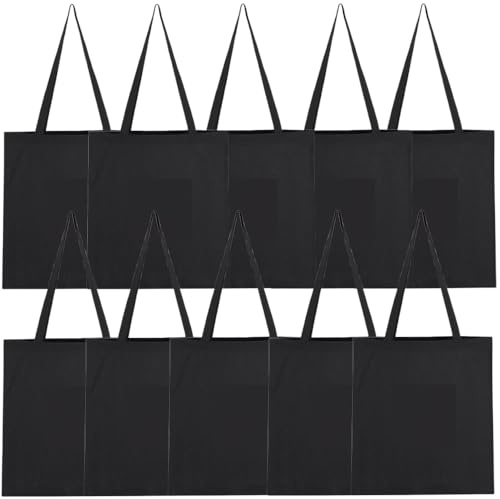GIDUTEX Baumwolltasche 38x42cm - Stoffbeutel Unbedruckt, Bestickung oder Bemalung - Stofftasche mit zwei langen Henkeln - Ökotex 100 Zertifiziert 1er 2er 5er 10er Pack (10, Schwarz)
