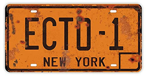 ECTO 1 ECTO 1A Stamped License Plate Vintage Movie Prop Replica Car Plaque 12x6 inch Metal Sign (ECTO 1 - distressed)