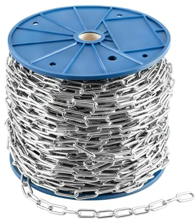 100ft Galvanized Metal Chains, 2mm Hanging Chain - Jack Chain Roll for Light Chains Needs for Bird Feeders, Lights, Flowerpots Outdoor Projects, Jewelry Making & DIY Home